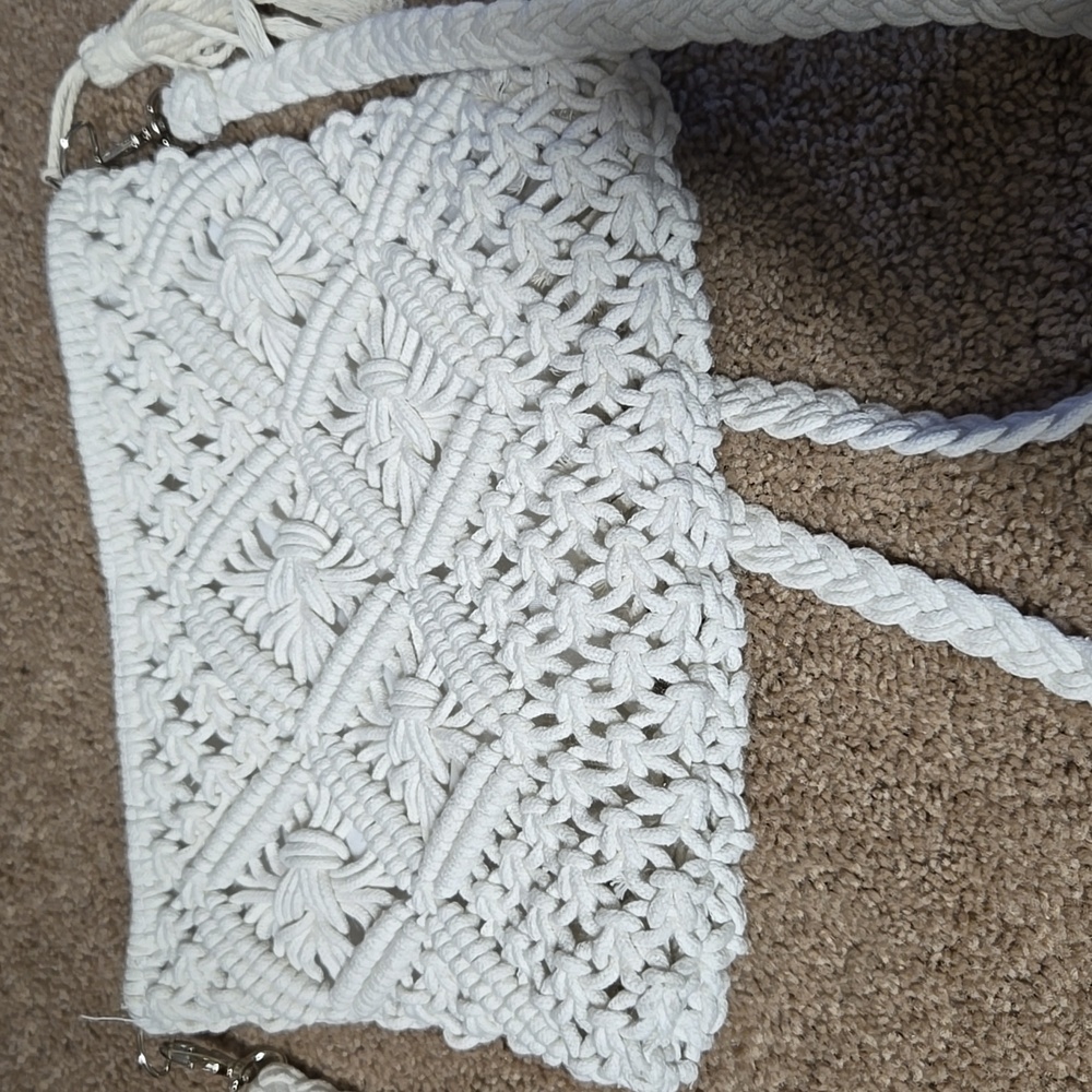 Elegant Cream Crochet Women Bag